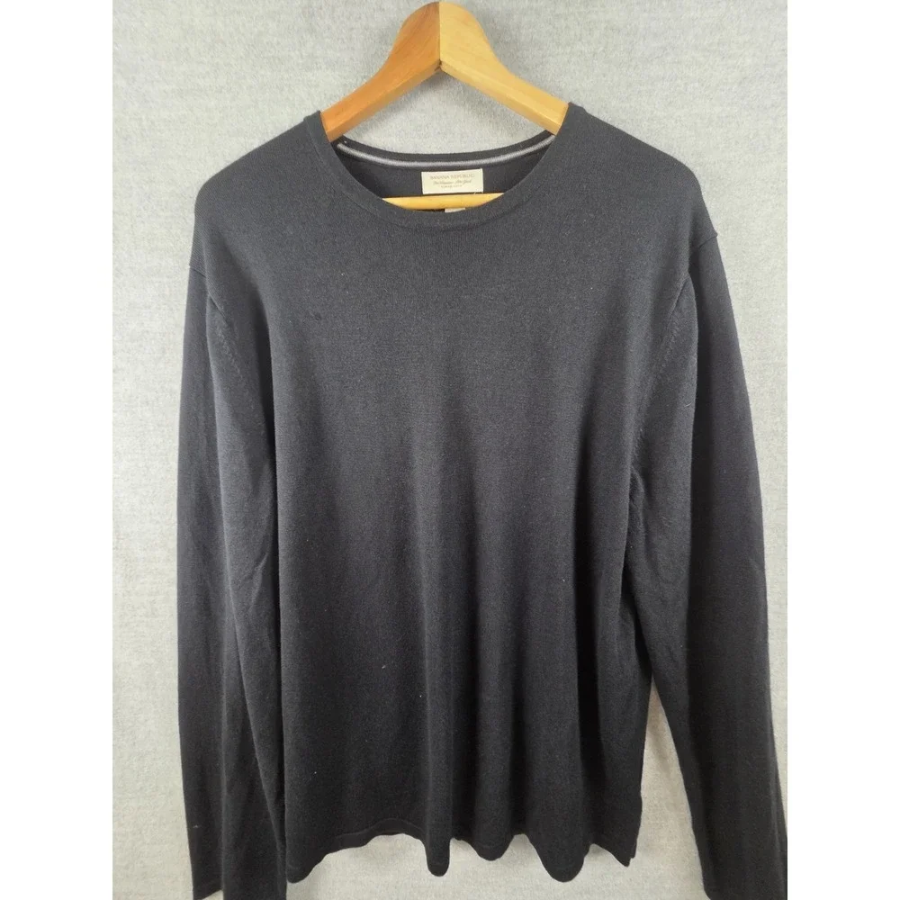 Banana Republic San Francisco Sweater Mens XL Silk Cashmere Black Career Preppy